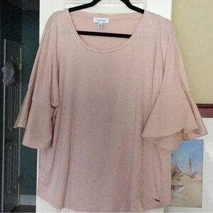 Calvin Klein Women's Blush Pink Tulip Sleeve Top